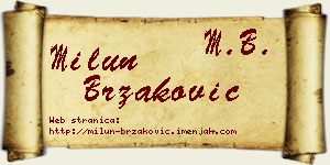 Milun Brzaković vizit kartica
